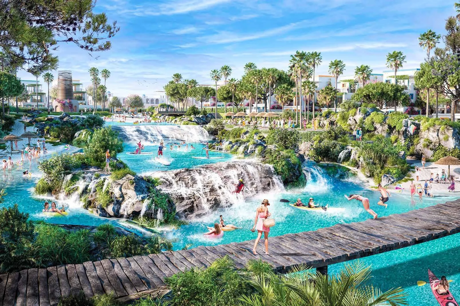 Lazy river and falls