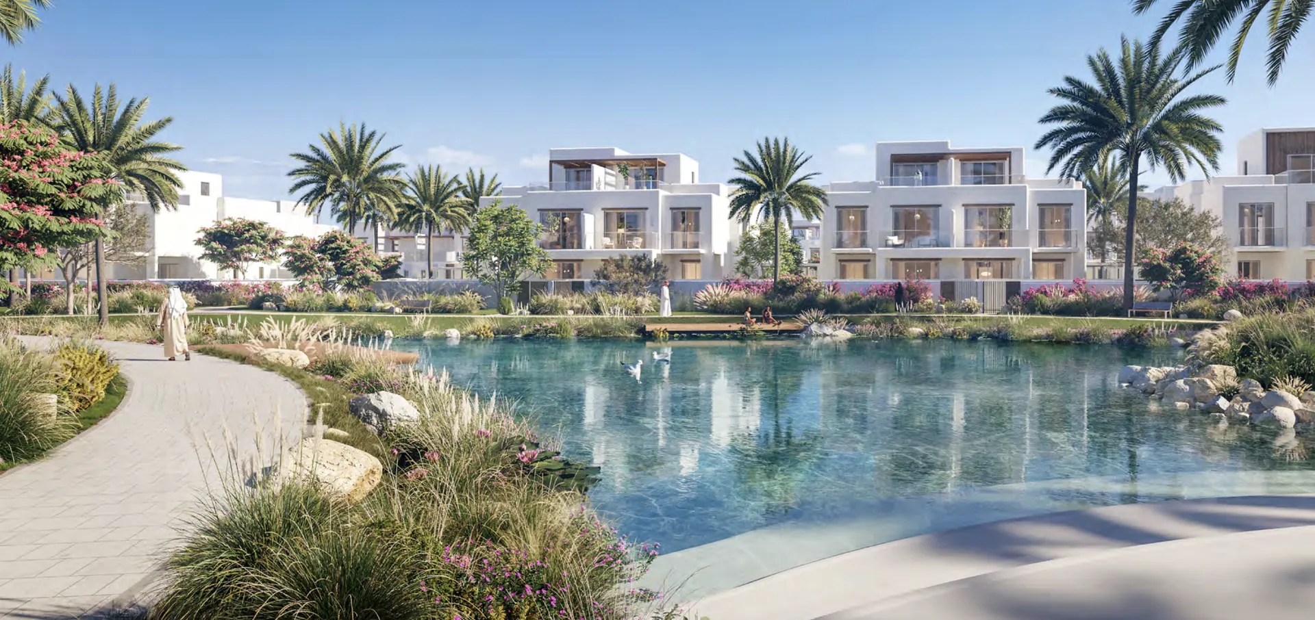 Townhouses around the lagoon at The Valley